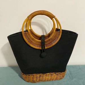 Black and Rattan Purse
